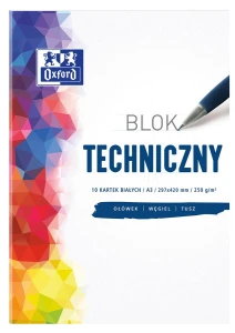 BLOK TECHNICZNY OXFORD A3 10K 250G BIAŁY