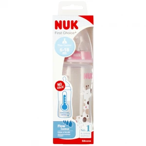 NUK Butelka z wskaźnikiem temp. 300 ml 6-18m First Choice  różowa 10741103