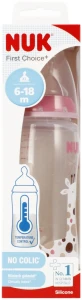 NUK Butelka z wskaźnikiem temp. 360 ml 6-18m First Choice  różowa 10216248