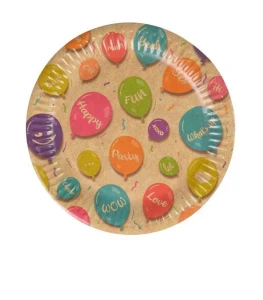 Talerz biodegradowalny 18 cm Ballons op. 12 szt. Party ARPEX DC9656F