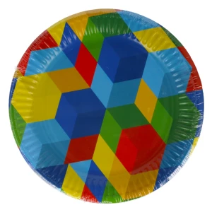 Talerz papierowy 18 cm Klocki op.8 szt. Party ARPEX DC3164F