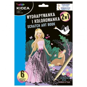 Wydrapywanka z malowanką 18x26 cm 6 kartek Księżniczki KIDEA WKEKA