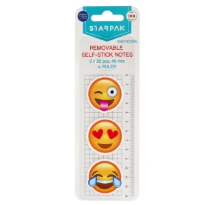 Zakładka indeksująca 40mm/20k okrągła 3szt Emoticon plus linijka STARPAK 472875