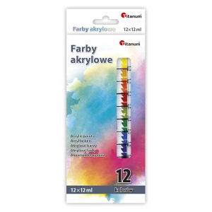 Farby akrylowe w tubie 12 kolorów TITANUM 485826