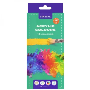 Farby akrylowe 12 kolorów 12ml w tubie STARPAK 520192