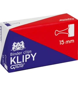 Klipy metalowe GRAND 15 mm czarne 12 szt.