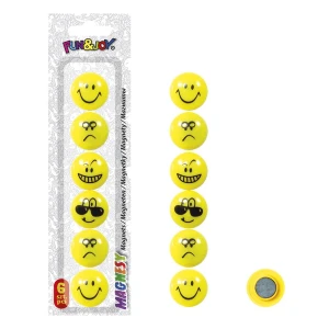 Magnesy okrągłe 29mm 6 szt. żółte Emoji Fun&Joy
