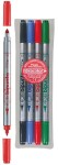 Pisaki dwustronne FIBRACOLOR  4 szt. w etui