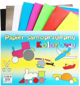 Papier kolorowy samoprzylepny A4 8 kartek POLIGRAF