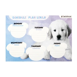 Plan lekcji z tabliczką mnożenia A5 Cuties Pieski STARPAK 409084
