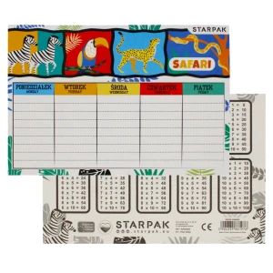 Plan lekcji z tabliczką mnożenia A5 Safari STARPAK 494009