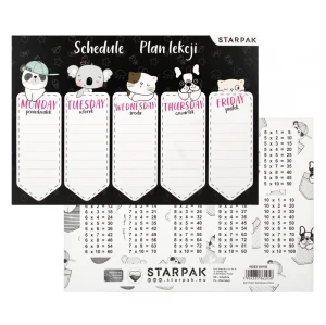 Plan lekcji z tabliczką mnożenia A5 Minisy STARPAK 494188