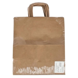 Torba papierowa z uchem skręconym  305x340 szara 25 sztuk PAPIRUS