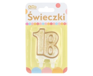 SWIECZKI URODZINOWE CYFERKI 18 ZLO KONTUR GO B/C