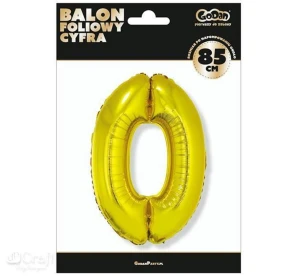 Balon cyfra 0 85 cm złoty GODAN