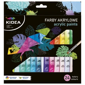 Farby akwarelowe 24 kolory 6 ml w tubie Kidea DERFORM FAA24KA