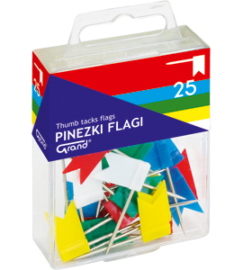 Pinezki kolorowe  flagi  GRAND 25 szt. PUD PLAST T4