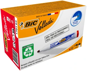Marker suchościeralny BiC Velleda ecolutions  1701 Czerwony okrągła końcówka pudełko 12 szt.