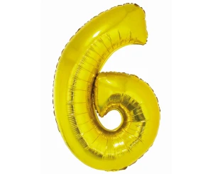 Balon foliowy 76 cm cyfra 6 złota Party GODAN CH-SZL6