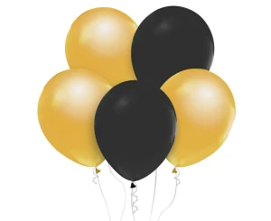 Balony dekoracyjny 12" złoty/czarny op.10 szt. Party GODAN CB-1MZC