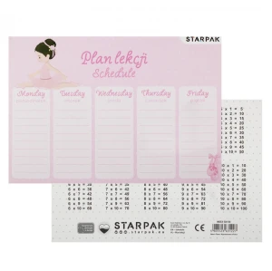 Plan lekcji z tabliczką mnożenia A5 Balerina P STARPAK 536138