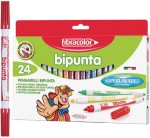 Pisaki dwustronne łatwo zmywalne FIBRACOLOR 24 szt. Bipunta