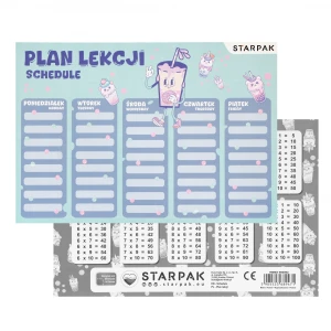 Plan lekcji z tabliczką mnożenia A5  Bubble Tea STARPAK 560062