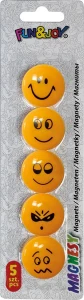 Magnesy okrągłe 29mm 6 szt. pomarańczowe Emoji Fun&Joy
