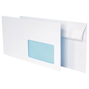 Koperta DL biała podłużna samoprzylep. z prawym oknem 50 szt.