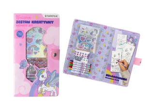 Zestaw kreatywny do kolorowania  naklejki, kredki, diamenciki Unicorn STARPAK 552493