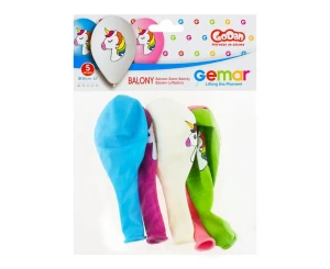 Balon Premium Jednorożec kolorowy 12cm 5szt GODAN GS110/P660