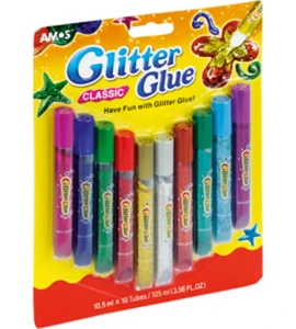 Klej z brokatem GLITTER GLUE 10 kol. 10,5 ml AMOS GCL10B10