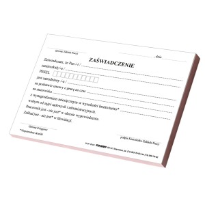 Zaświadczenie o  zatrudnieniu i zarobkach Os-231 A6 100 kartek STOLGRAF