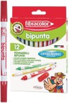 Pisaki dwustronne łatwo zmywalne FIBRACOLOR 12 szt. Bipunta