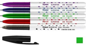 Długopis TOMA Superfine 059 ( w gwiazdki ) zielony cienko piszący