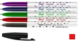 Długopis TOMA Superfine 059 ( w gwiazdki ) czerwony cienko piszący