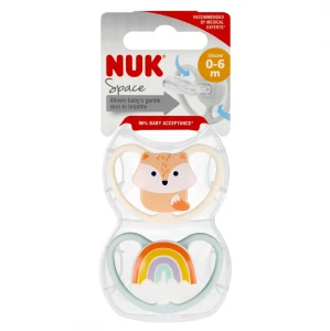 NUK Smoczek uspokajający silikonowy 0-6m Space op.2 szt. 10730313