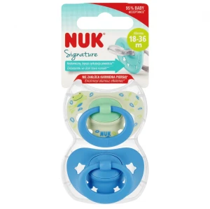 NUK Smoczek uspokajający silikonowy 18-36m Signature niebiesk/zielonyi op.2 szt. 10739696