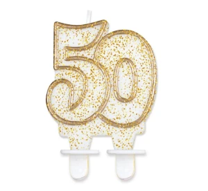 Świeczka urodzinowa cyfra 50 brokatowa GODAN