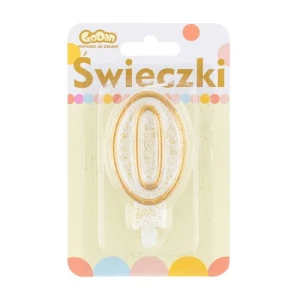Świeczki urodzinowe cyferka 0 złoty kontur GODAN PF-SCZK0