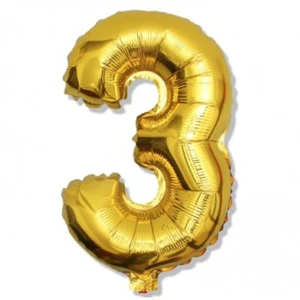 Balon cyfra 3 85 cm złoty GODAN