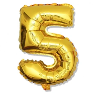 Balon cyfra 5 85 cm złoty GODAN
