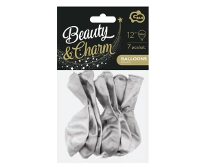 Balony Beauty&Charm, platynowe srebrne 12"/ 7 szt.CB-7LSR