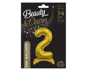 Balon foliowy B&C Cyfra stojąca 2, złota, 74 cm BC-ASZ2
