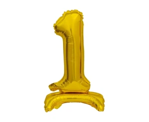 Balon foliowy 38 cm cyfra 1 stojący złoty Party GODAN BC-ATZ1
