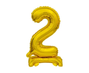 Balon foliowy 38 cm cyfra 2 stojąca złota Party GODAN BC-ATZ2