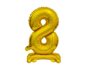 Balon foliowy 38 cm cyfra 8 stojący złoty Party GODAN BC-ATZ8