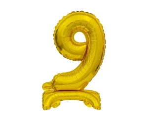Balon foliowy 38 cm cyfra 9 stojący złoty Party GODAN BC-ATZ9